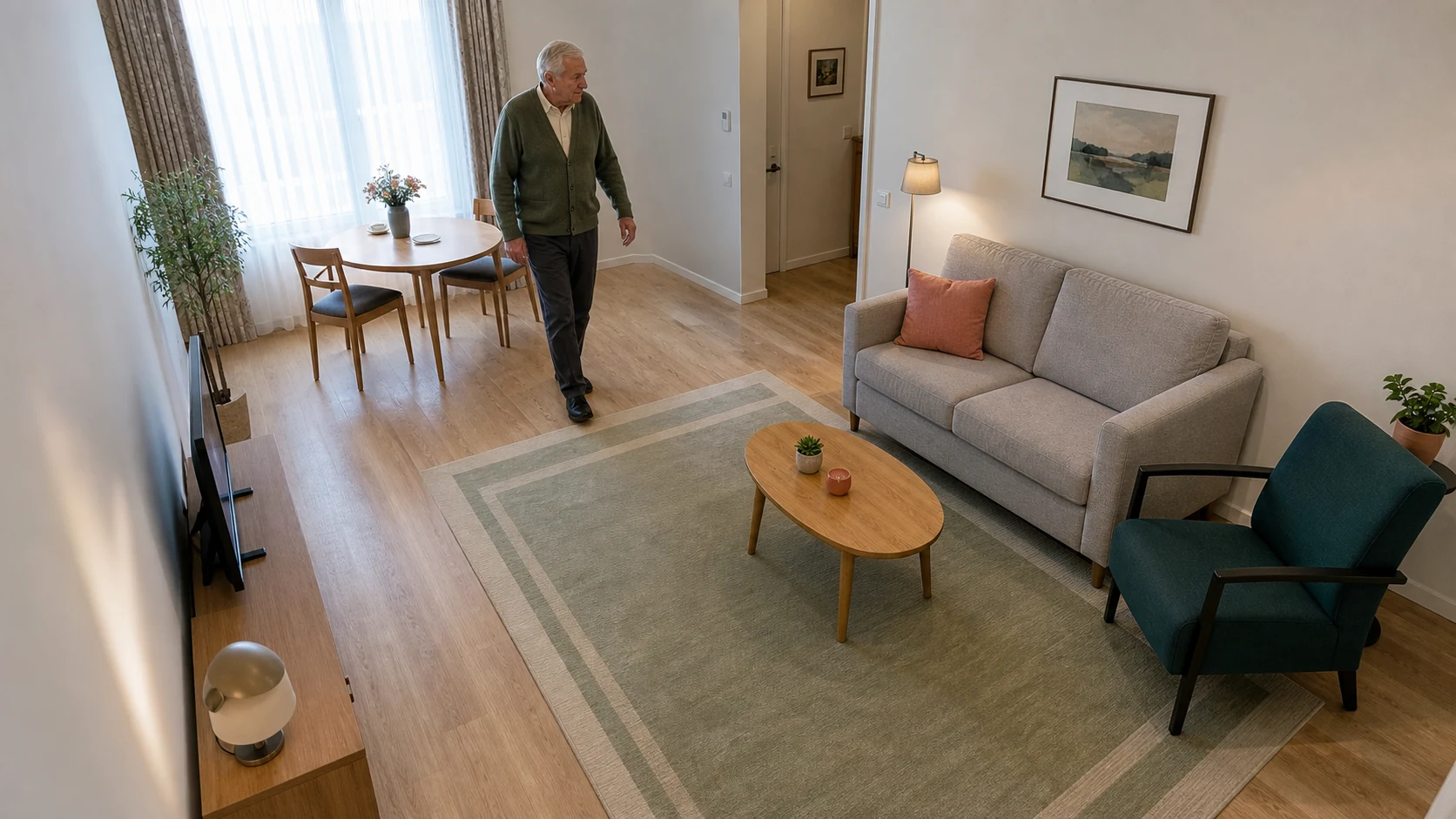 Bewoner loopt