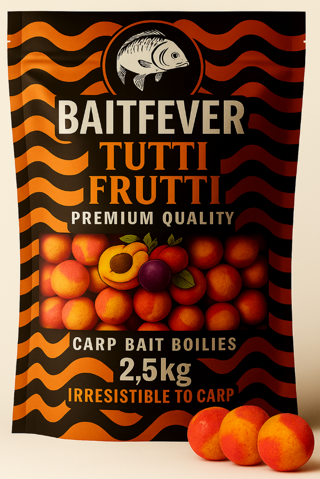 Eerste BaitFever Tutti Frutti-verpakkingsmodel uit het voorjaar van 2025.