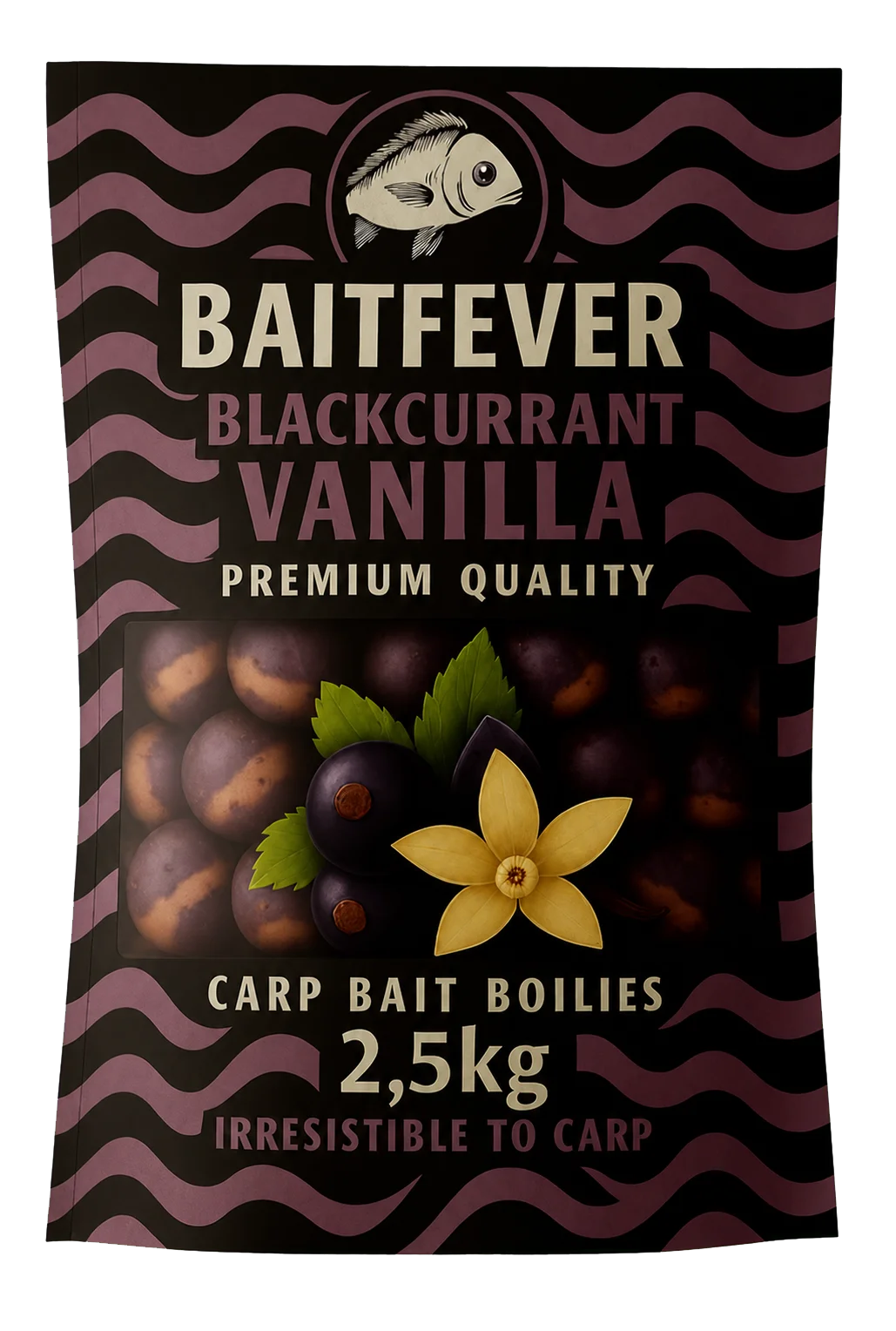 BaitFeverVerpackungskonzept für schwarze Johannisbeere und Vanille.