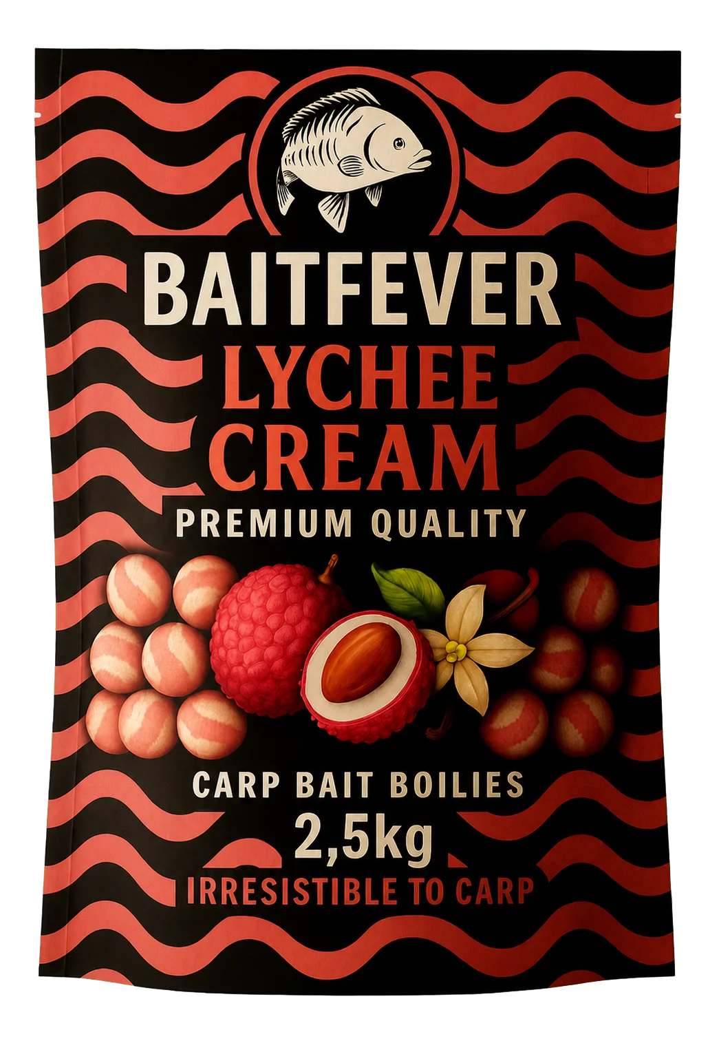 BaitFeverLychee Cream Verpackungskonzept.