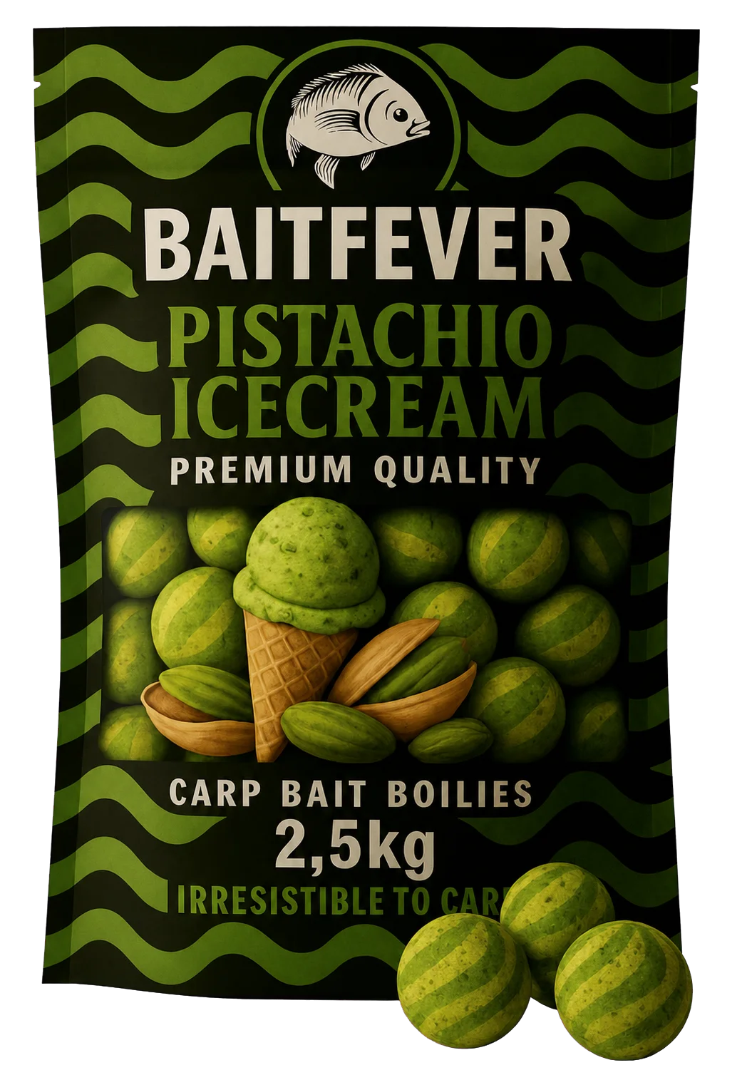 BaitFeverVerpackungskonzept für Pistazieneis.