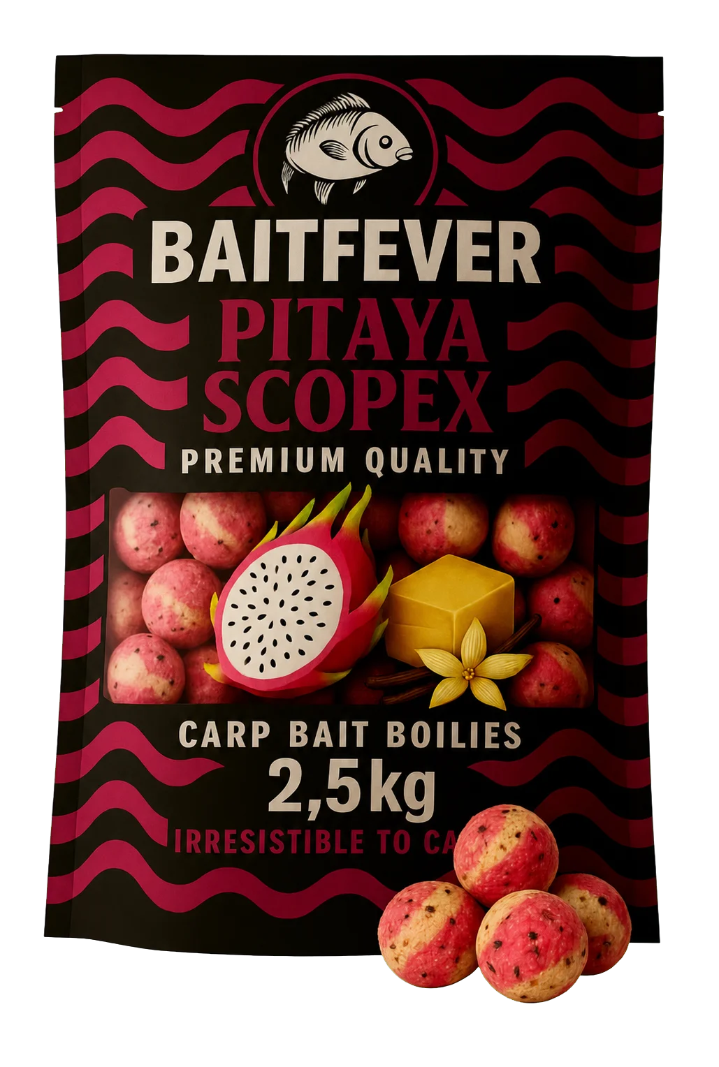BaitFeverPitaya Scopex Verpackungskonzept.
