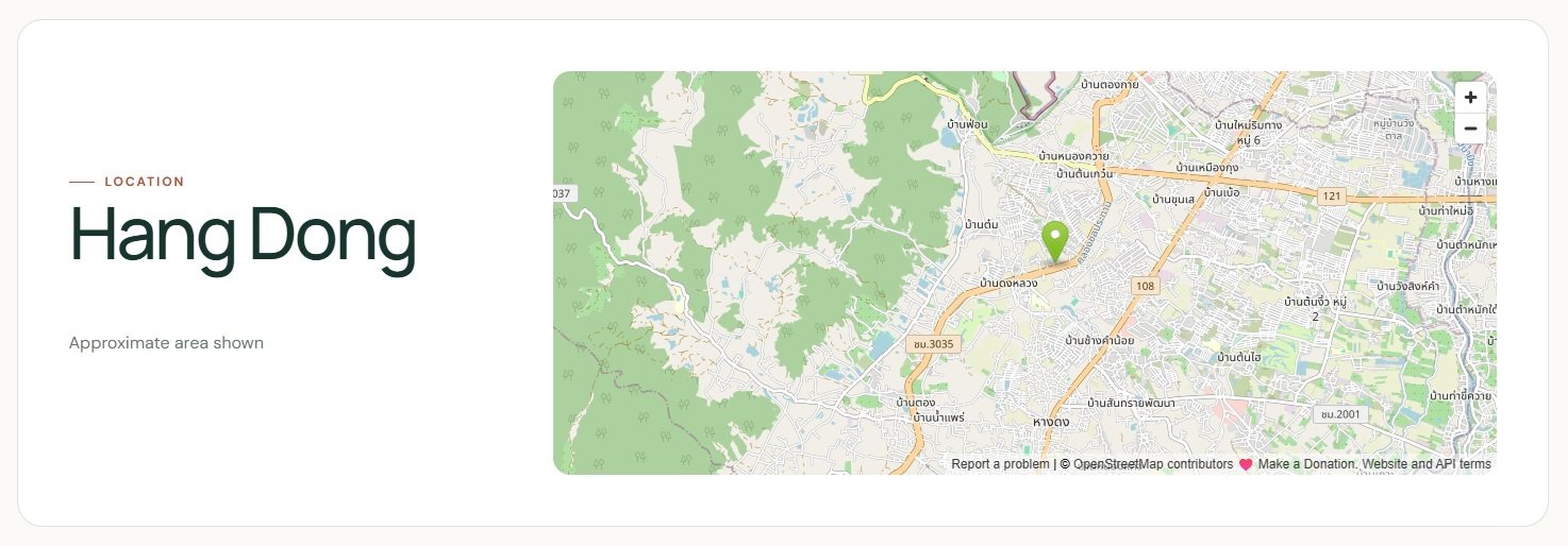 IntegrierteDOMORA-Karte, die den ungefähren Standort einer Immobilie in Hang Dong zeigt.