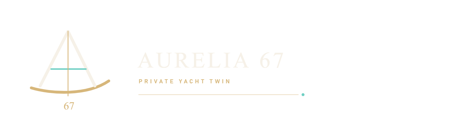 AURELIA 67 logo: een elegante A opgebouwd uit de horizon, de kiel en de lijn van een jacht.