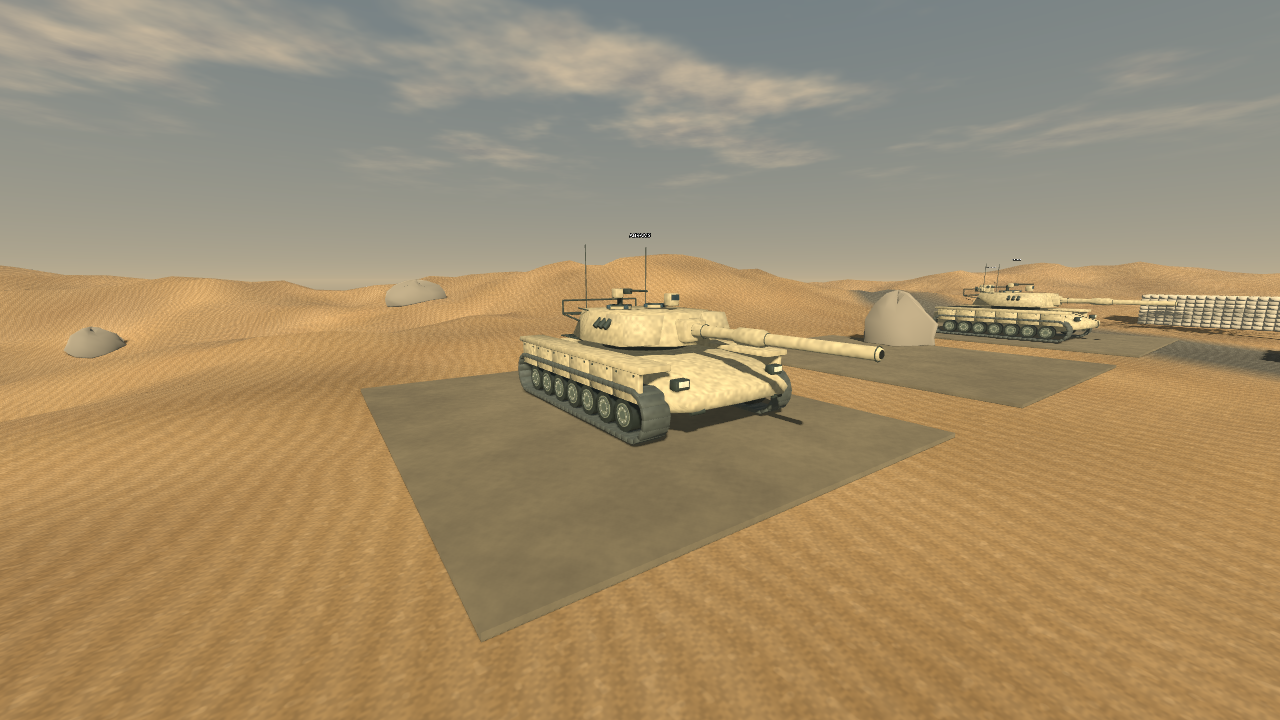 Stabback Abrams van voren in een desert test range