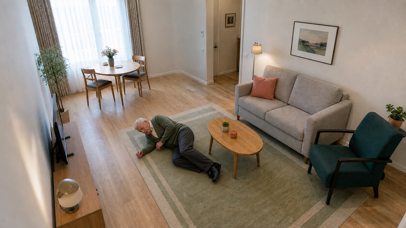 Dezelfde bewoner ligt mogelijk gevallen op het vloerkleed