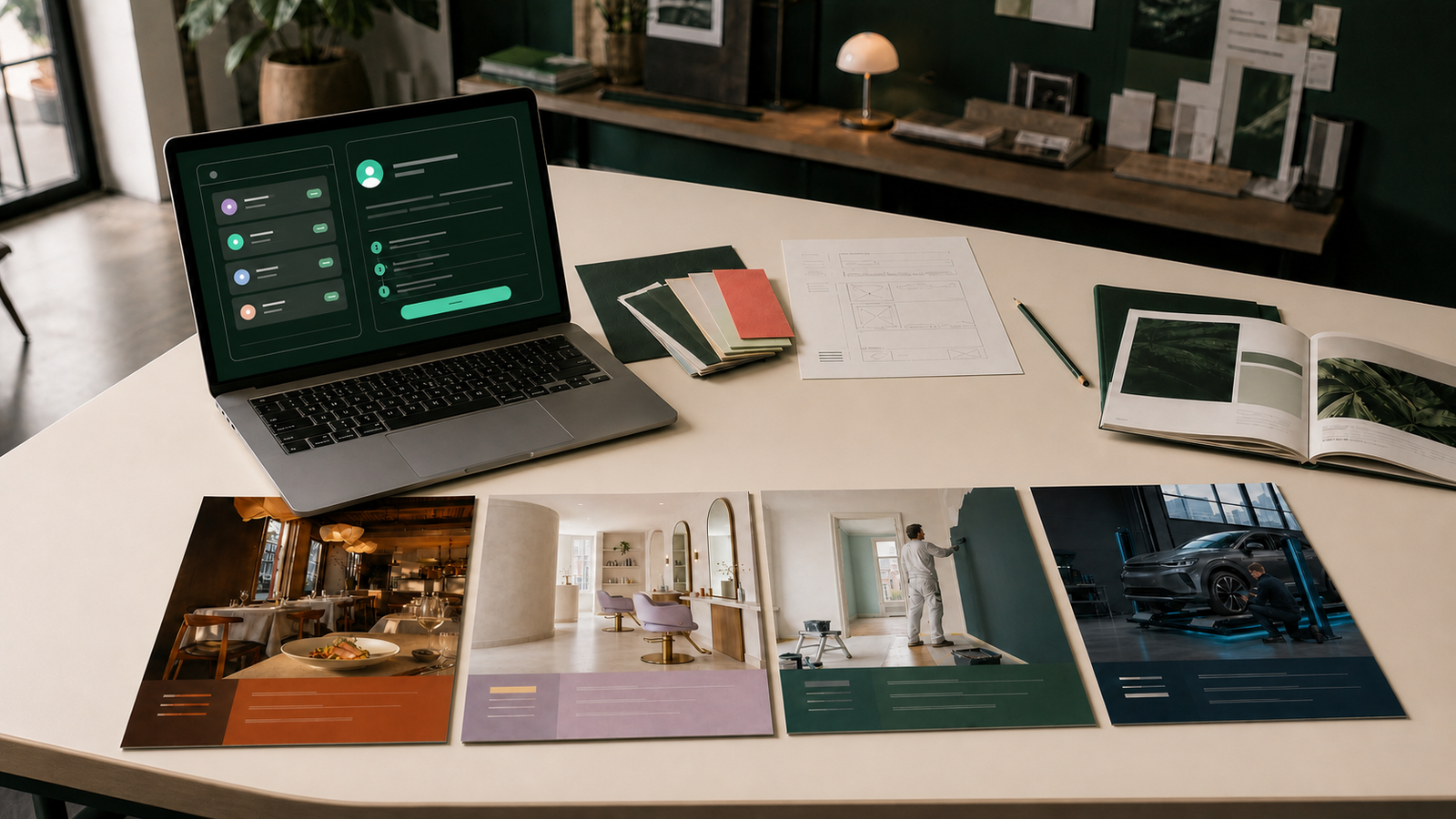 AVENLO campagnemateriaal met de vier originele sectorcases en de live demo op een laptop