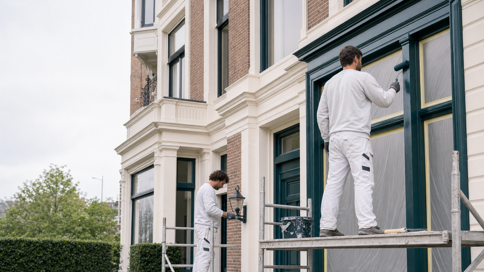 Schilders aan een Haarlemse gevel