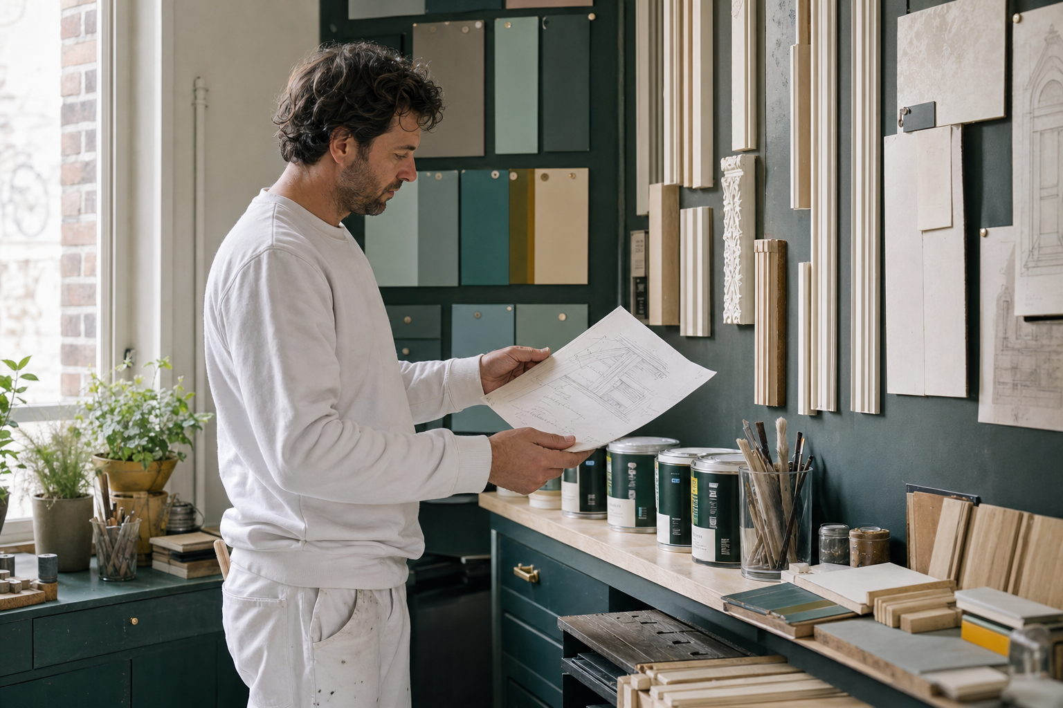 Oprichter Koen van Laar in de materialenwerkplaats van Kader